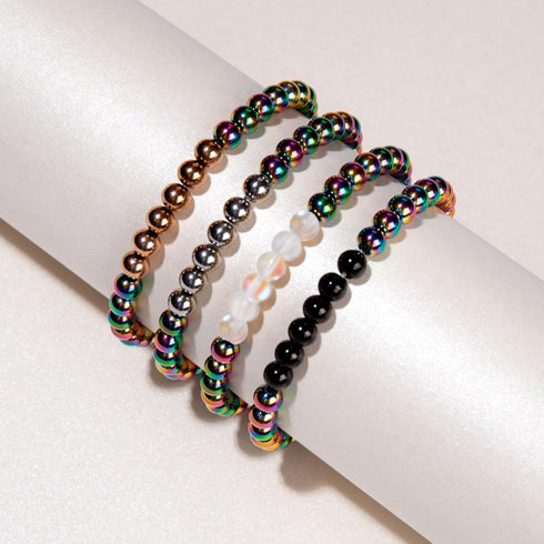 Arc-en-ciel Blanc | Licorne Argent | Bracelet d'expression en verre de sirène